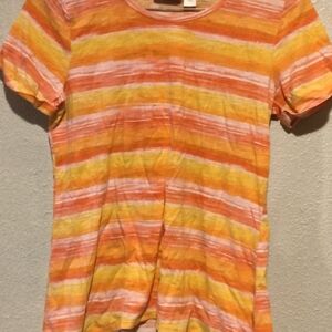 Basic Editions Orange and Yellow Striped Tee